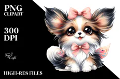 Cute Happy Papillon in Watercolor, PNG Product Image 2