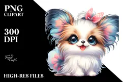 Adorable Papillon in Watercolor, PNG Product Image 2