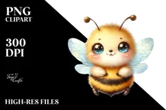 Digital Watercolor Cute A Bee Big Eyes PNG Product Image 2