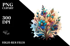 Wooden Small Stained Delphinium Clipart Product Image 2