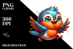 Colorful Baby Robin Smiling | Sublimation Clipart Product Image 1
