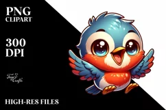 Colorful Baby Robin Smiling | Sublimation Clipart Product Image 3