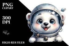 Cute Polar Bear Astronaut PNG Product Image 2