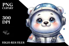 Baby Polar Bear with Astronaut Helmet, Transparent PNG Product Image 2