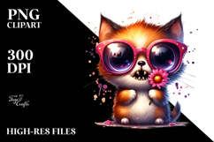 Spooky Cat with Funny Sunglasses PNG Product Image 2