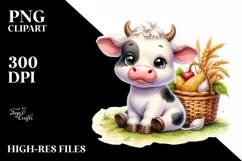 Funny Baby Cow Harvest Clipart Product Image 1