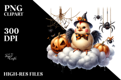 Watercolor Chicken Dressed for Halloween Sitting on Cloud Product Image 2