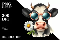 Cow Happy Cow Sunglasses | Summer Sticker Clipart Product Image 3