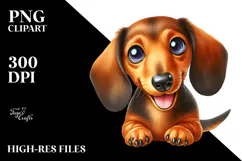 Watercolor Cute Dachshund PNG Product Image 2