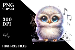 cute Baby Owl Singer PNG Product Image 2