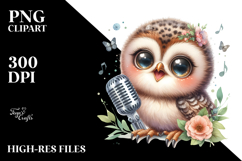 cute Baby Owl Singer PNG Product Image 2