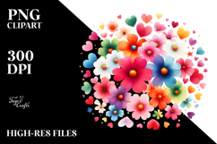 Simple Cute Flower with Hearts, PNG Product Image 2
