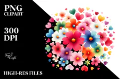 Simple Cute Flower with Hearts, PNG Product Image 2