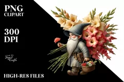 Detailed Gnome with Gladiolus Bouquet Digital Painting Product Image 3