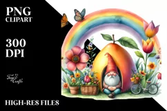 Gnome House Rainbow Colorful Flowers | Clipart Product Image 3