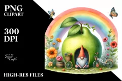 Gnome House Rainbow Colorful Flowers | Clipart Product Image 3