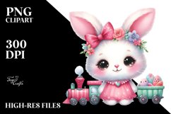 Vibrant Baby Bunny with Train PNG Product Image 2
