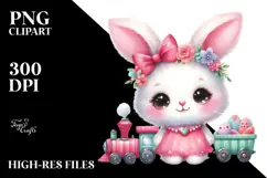 Vibrant Baby Bunny with Train PNG Product Image 2