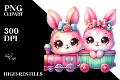Vibrant Baby Bunny with Train PNG Product Image 2