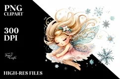 Cute Fairy Tumbling with Snow Flakes PNG Product Image 2