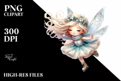 Cute Fairy Tumbling with Snow Flakes PNG Product Image 2