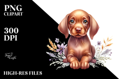 Adorable Baby Vizsla in Watercolor, PNG Product Image 2