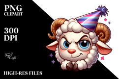 Silly Cartoon Lamb with Party Hat PNG Product Image 2