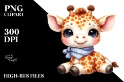 Funny Baby Giraffe Watercolor Clipart Product Image 1