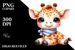 Funny Baby Giraffe Watercolor Clipart Product Image 2