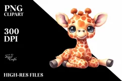 Funny Baby Giraffe Watercolor Clipart Product Image 3