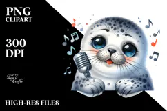 cute Baby Seal Singer PNG Product Image 2