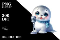 cute Baby Seal Singer PNG Product Image 2