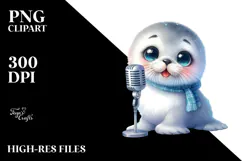 cute Baby Seal Singer PNG Product Image 2