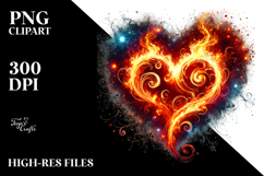 Glossy Fire Heart, Transparent PNG Product Image 2