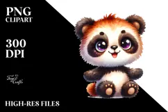 Vibrant Colorful Brownish Sewed Plush Panda Clipart Product Image 2