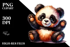 Vibrant Colorful Brownish Sewed Plush Panda Clipart Product Image 2