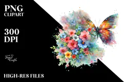 Butterfly Watercolor Painting with Splashes Made of Spring Product Image 2