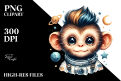 cute Baby Monkey with Astronaut Helmet PNG Product Image 2