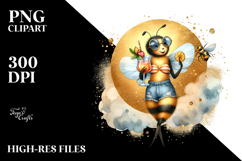 Cute Bee Drinking Cocktail PNG Product Image 2