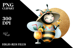 Cute Bee Drinking Cocktail PNG Product Image 2