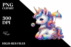 Colorful Baby Unicorn at Mardi Gras Parade, Transparent PNG Product Image 3