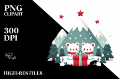 Cute Christmas Snowy Mountains Digital Painting Product Image 2