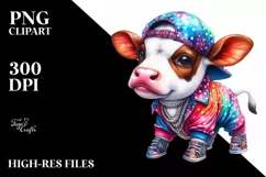 Colorful Baby Cow in Dancer's Outfit, Transparent PNG Product Image 3