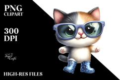 Baby Cat Sunglasses Rain Boots Expression Confused Clipart Product Image 2