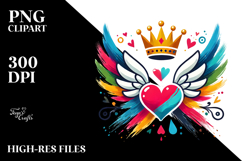 Colorful Heart Wings PNG Product Image 2