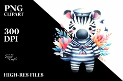 Colorful Wimsical Zebra Sailor Suit Clipart Product Image 1