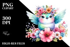 Pastel Hummingbird Flower Crown Clipart Product Image 2