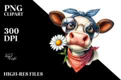 Cow Portrait with Bandana and Fancy es | Enthusiastic Product Image 2