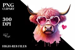 Highland Cow Heart Shaped Sunglasses Heart Sign Pink Product Image 2