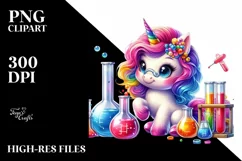 Colorful Baby Unicorn with Beakers and Test Tubes, Product Image 3